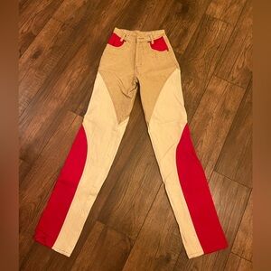 Vintage Thoroughbred Equestrian Jeans - Cream and Red